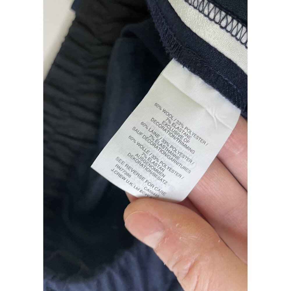 J.Crew Wool Blend Navy Pants 8 Tall Pajama Trousers Elastic Waist Trimmed - Picture 5 of 9
